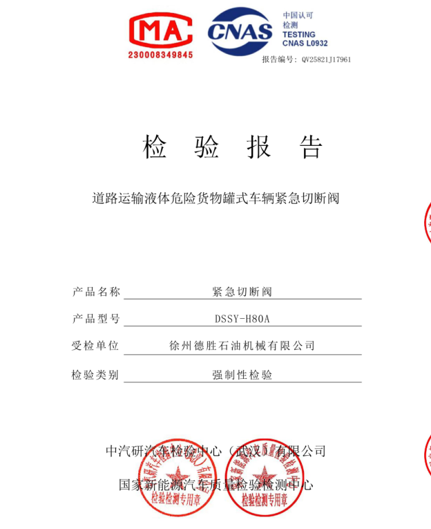 海底阀（紧急切断阀）H80A检测